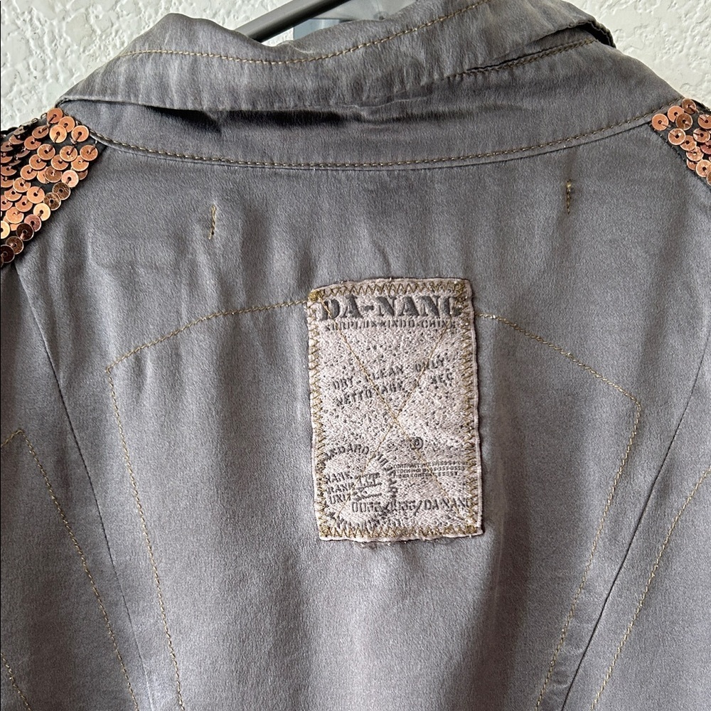 Da-Nang Silk Blouse with Copper Sequin Shoulders size S - Picture 9 of 11